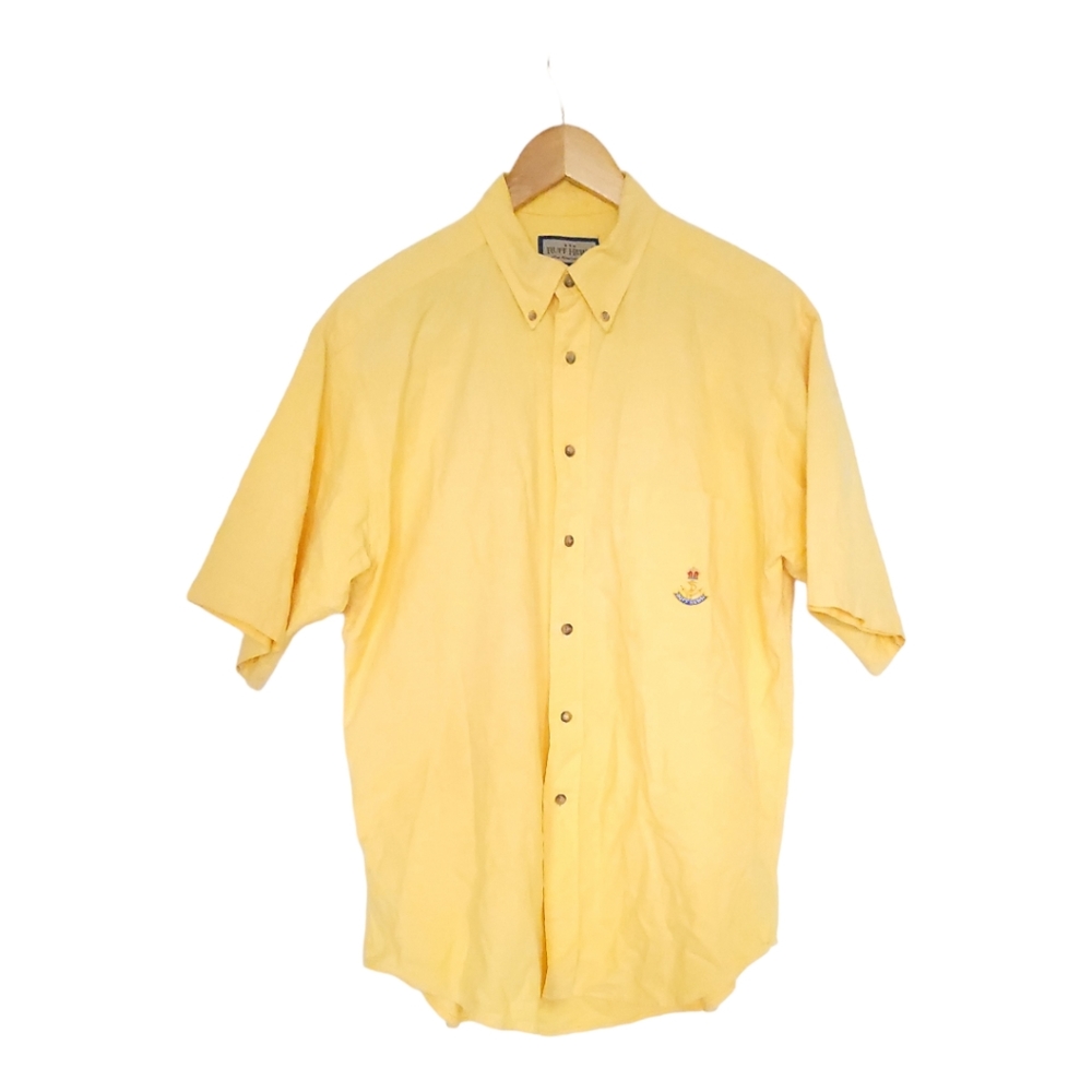 Ruff Hewn Shirt Men's M   Button Down Short Sleeve Yellow